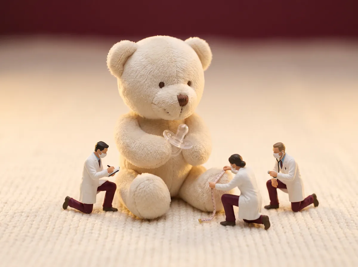 Illustration: tiny doctors caring for a baby's oral appliance